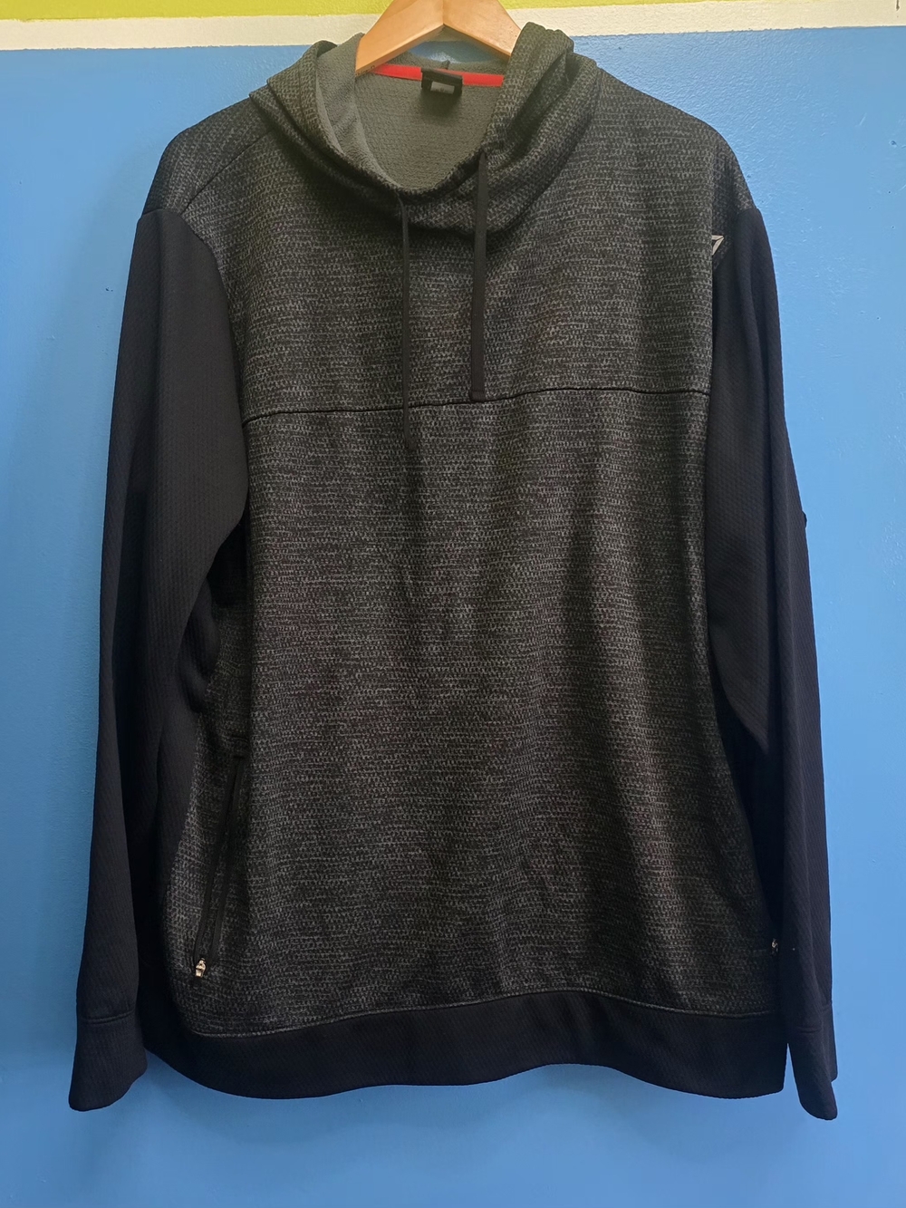 Reebok Speedwick Men’s XXL Gray Black Heathered Fleece Pullover Hoodie